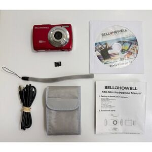 Bell+Howell S16 Slim Digital Camera Red 16MP 4x Zoom Bundle